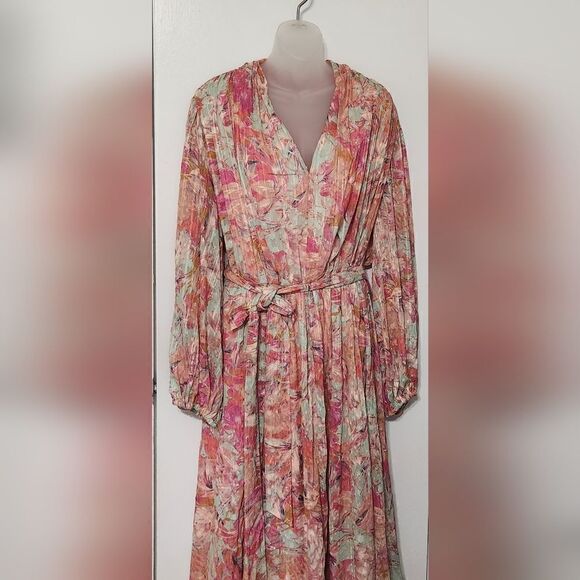 Alex Marie Hayden V-Neck Long Blouson Sleeve Tie Waist Floral Print size 20W - Picture 4 of 8